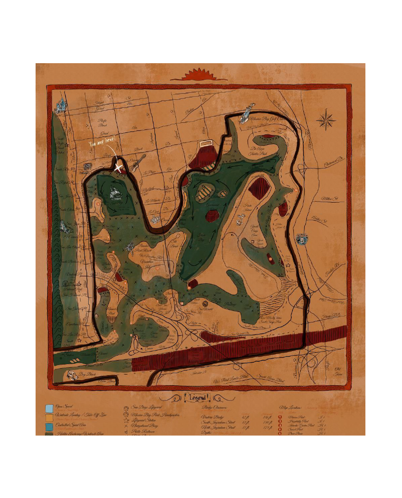 Vintage style Mission Bay Park map
